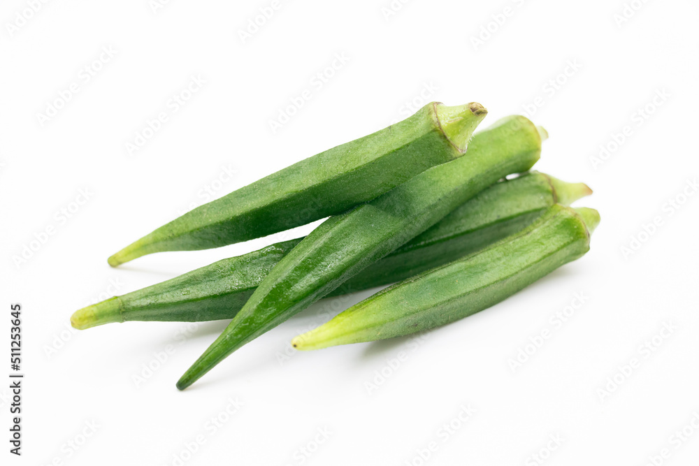 group of Lady Finger isolated on white background group of Lady Finger isolated on white background