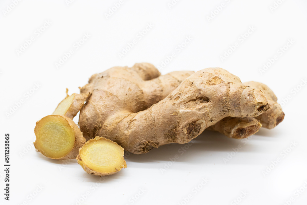 fresh ginger isolated on white background