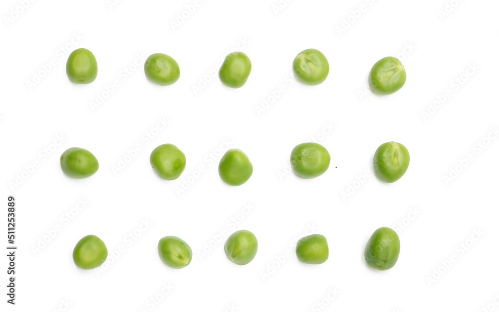Isolated green pods. Sweet green pea. Top view. Isolated green pods. Sweet green pea. Top view.