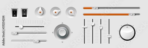 Realistic volume dial, metal or plastic radio knob