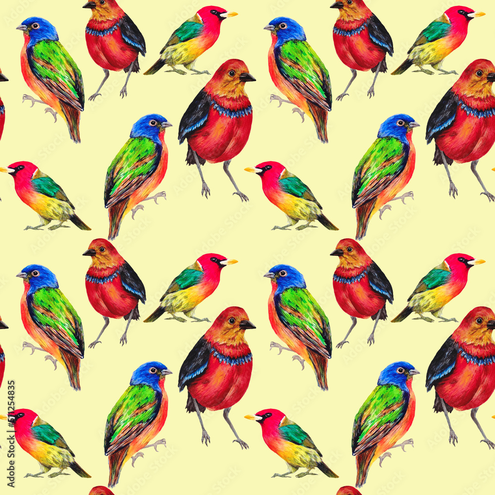 Naklejka premium seamless pattern with birds on beige background