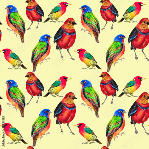 seamless pattern with birds on beige background