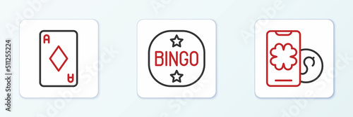 Free Download Set line Online poker table game, Playing card with diamonds and Bingo icon. Vector - GFXLoad