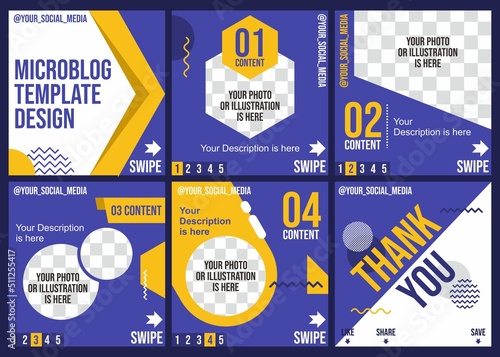 Microblog and carousel template design for social media post