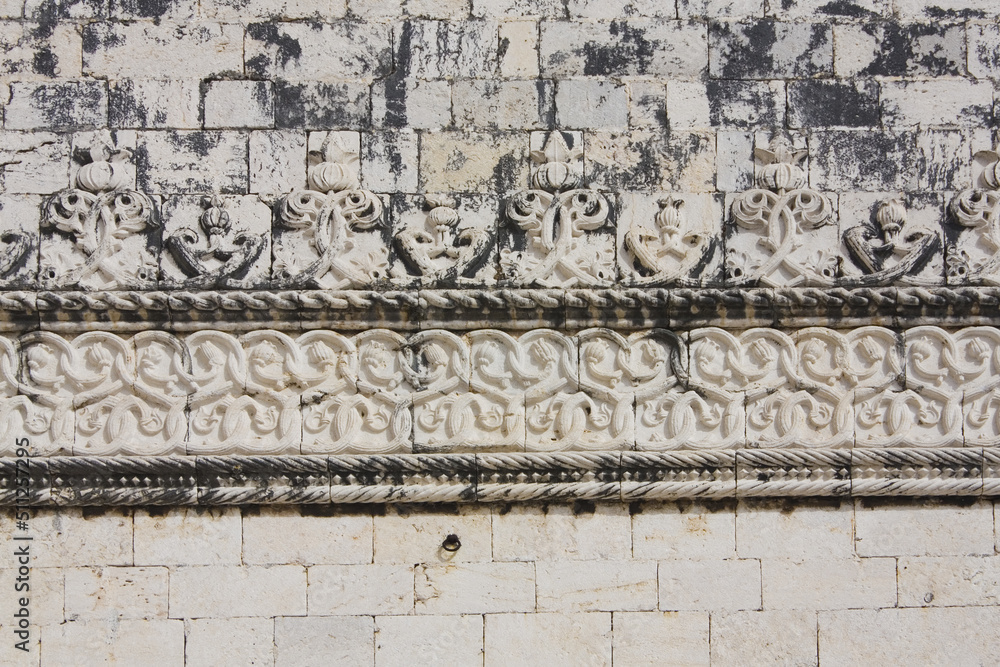 Fragment of Jeronimos Monastery or Hieronymites Monastery (former monastery of the Order of Saint Jerome) in Lisbon, Portugal