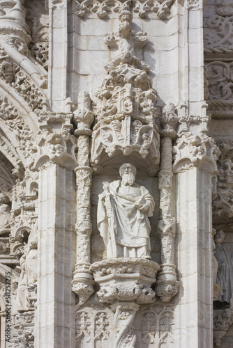 Fragment of Jeronimos Monastery or Hieronymites Monastery (former monastery of the Order of Saint Jerome) in Lisbon, Portugal 