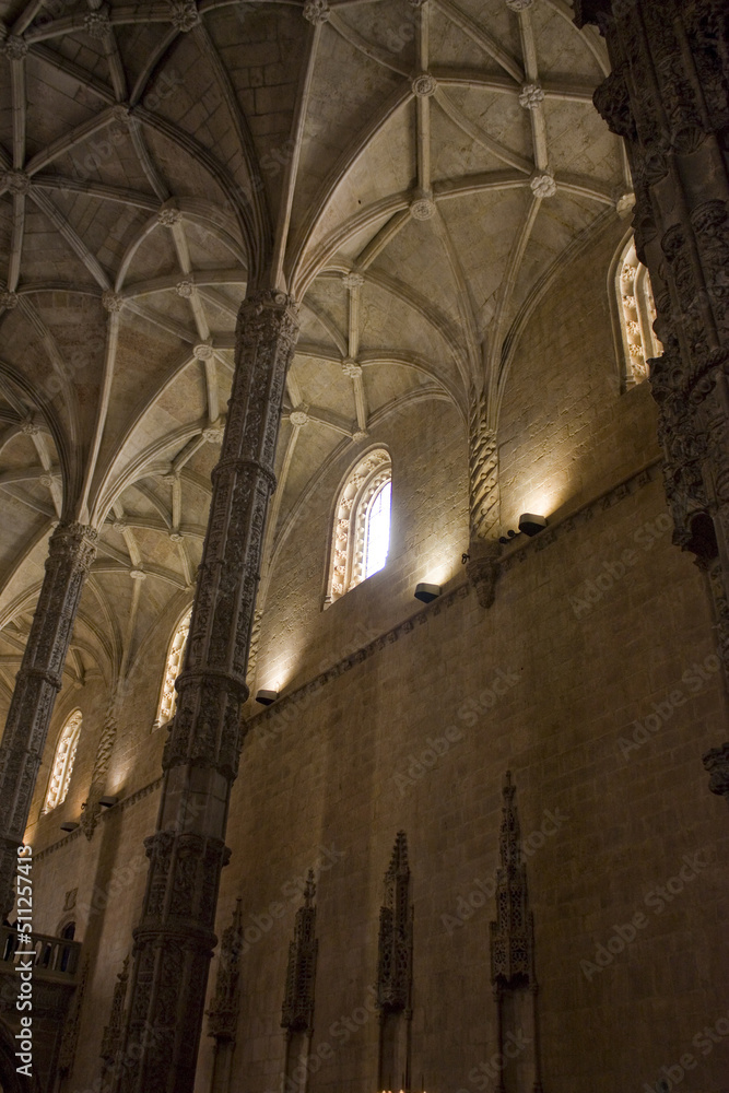 Interior of Jeronimos Monastery or Hieronymites Monastery (former monastery of the Order of Saint Jerome) in Lisbon, Portugal	
