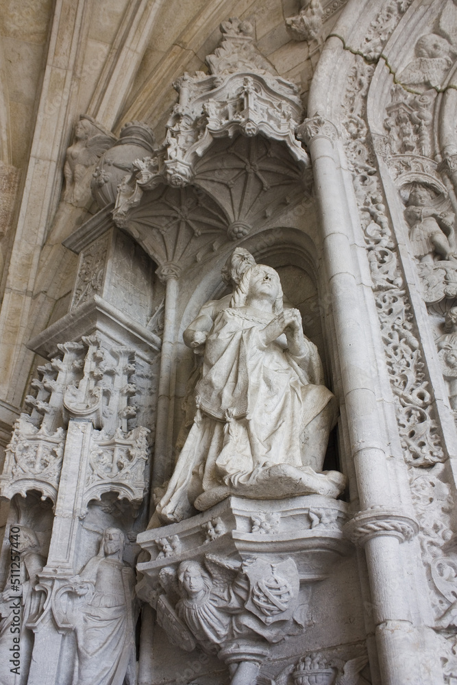 Fragment of Jeronimos Monastery or Hieronymites Monastery (former monastery of the Order of Saint Jerome) in Lisbon, Portugal	