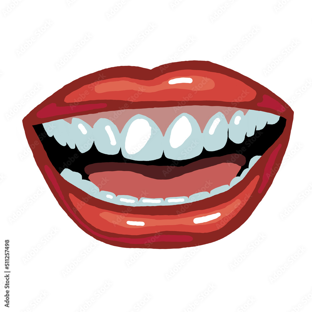 Perfect smile with shiny white teeth. Mouth hygiene and dentist medical care illustration. Woman lips with beautiful and happy smiling open mouth. Hand drawn vintage illustration. Old style drawing. Perfect smile with shiny white teeth. Mouth hygiene and dentist medical care illustration. Woman lips with beautiful and happy smiling open mouth. Hand drawn vintage illustration. Old style drawing.