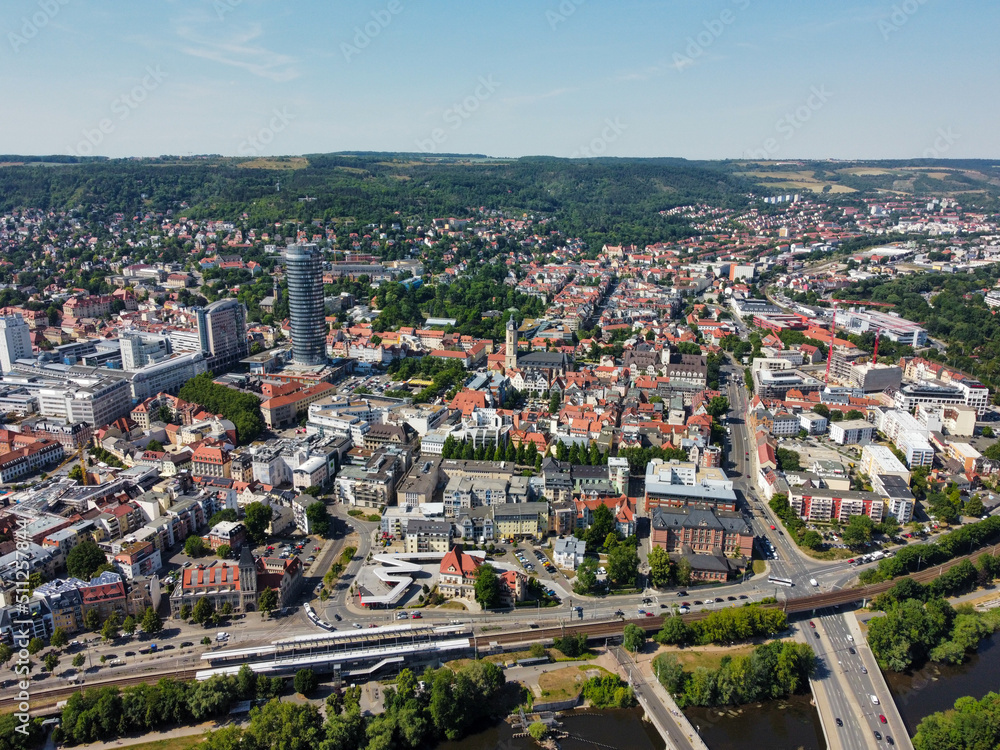 Luftbild der Stadt Jena in Thüringen