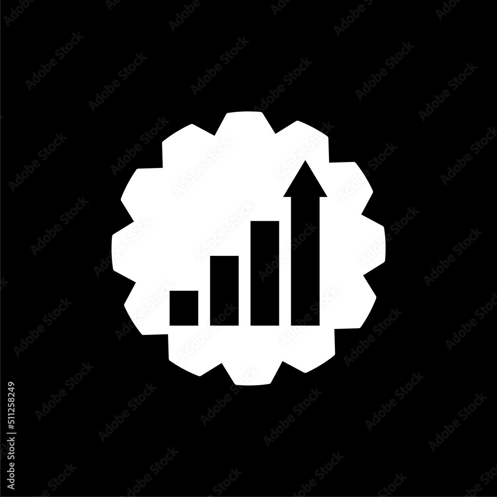 Arrow growth gear business logo isolated on dark background