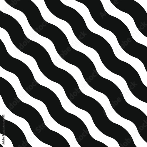 Black white wave pattern background vector design .