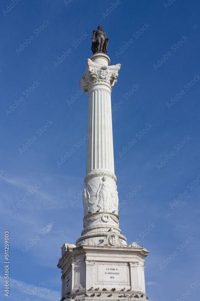 Column of Pedro IV located at Rossio Square in Lisbon