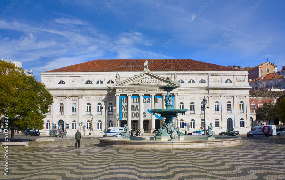 National Theater D. Mary II at Rossio square in Lisbon	
