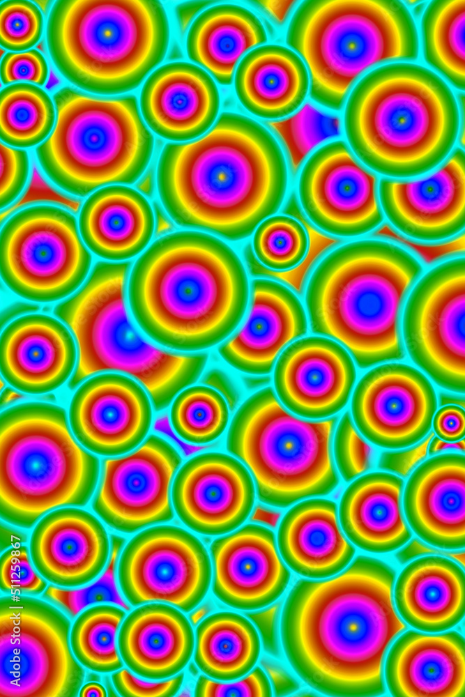 Amazing Multi-color of Playful Chaotic Circles Pattern for Abstract Backdrop