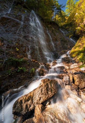 Fototapeta Naklejka Na Ścianę i Meble -  Walk through the canyon to Martuljek waterfall