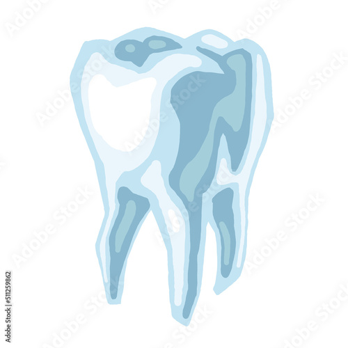 Root tooth. Beautiful healthy tooth is symbol for health dental care. Logo for dentist doctor, orthodontist, dental clinic. Hand drawn old style vector line illustration.