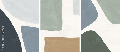 Fototapeta Naklejka Na Ścianę i Meble -  Abstract organic shapes background set. Minimalist modern texture with paint brush strokes