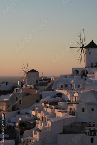 View of Oia, the most stunning village of Santorini and an amazing sunset