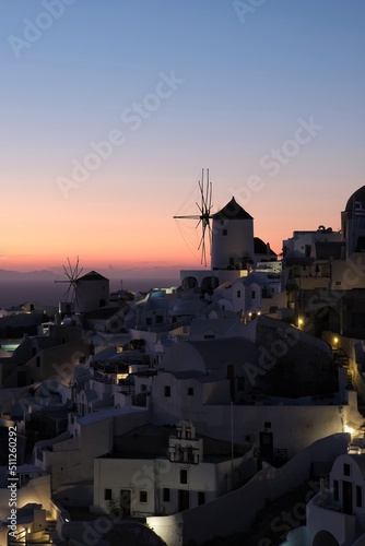 View of the Oia, the most stunning village of Santorini and an amazing sunset