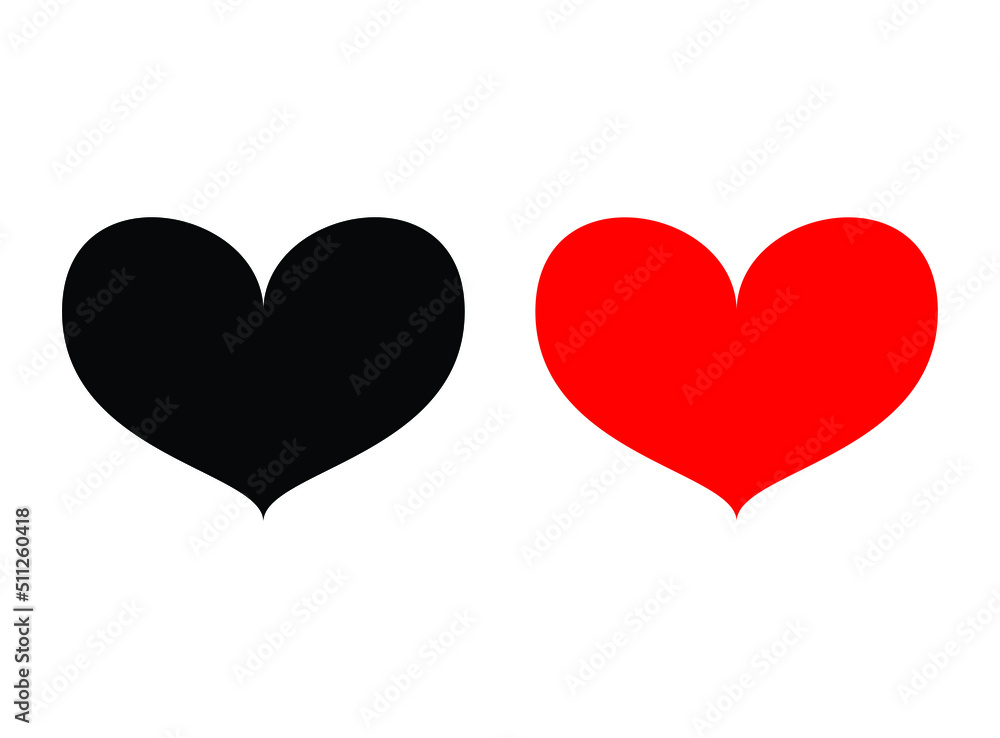 Collection of Heart icon, Symbol of Love Icon flat style modern design Isolated on Blank Background.