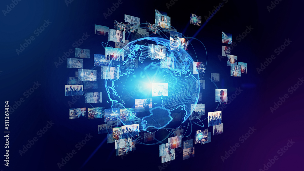 Global communication network concept. Image analysis. Digital transformation. AI (Artificial Intelligence).