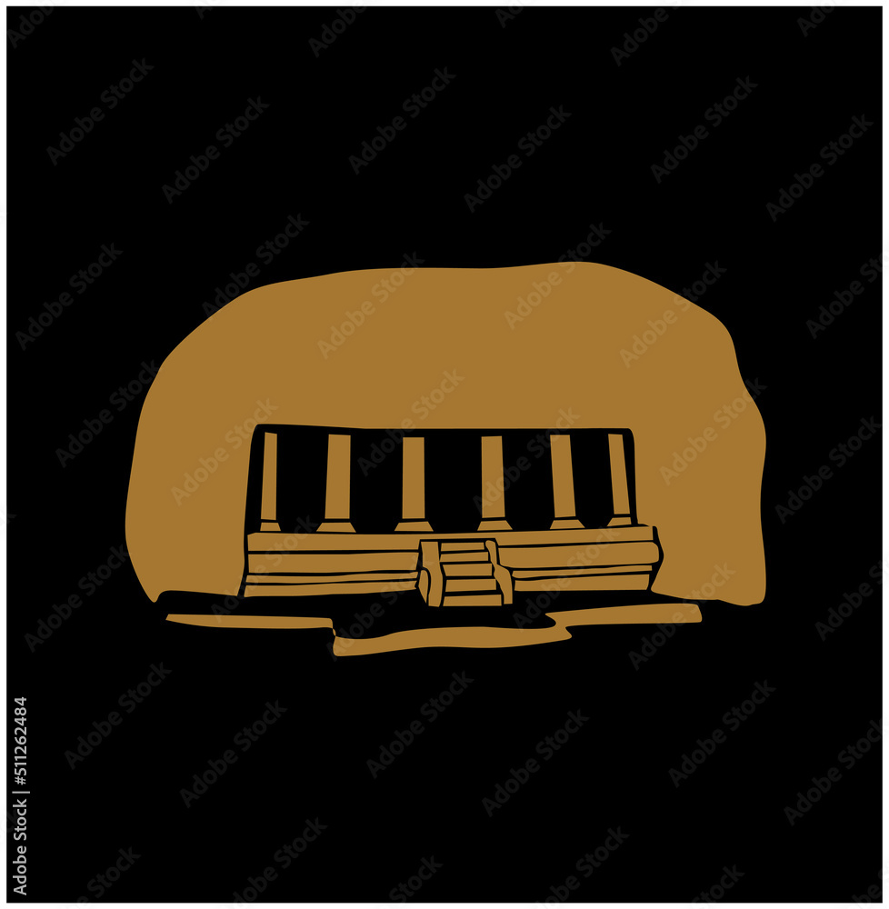 Badami Cave Temples in Badami, Karnataka. Badami Cave icon. Stock ...
