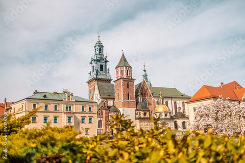 Summer view of Wawel Royal Castle complex in Krakow Tourist attraction of Poland