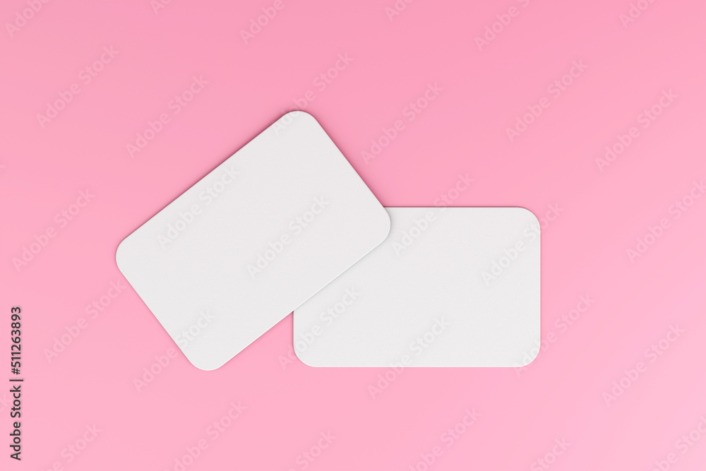 Blank white card isolated on pink pastel color background minimal conceptual 3D rendering Blank white card isolated on pink pastel color background minimal conceptual 3D rendering
