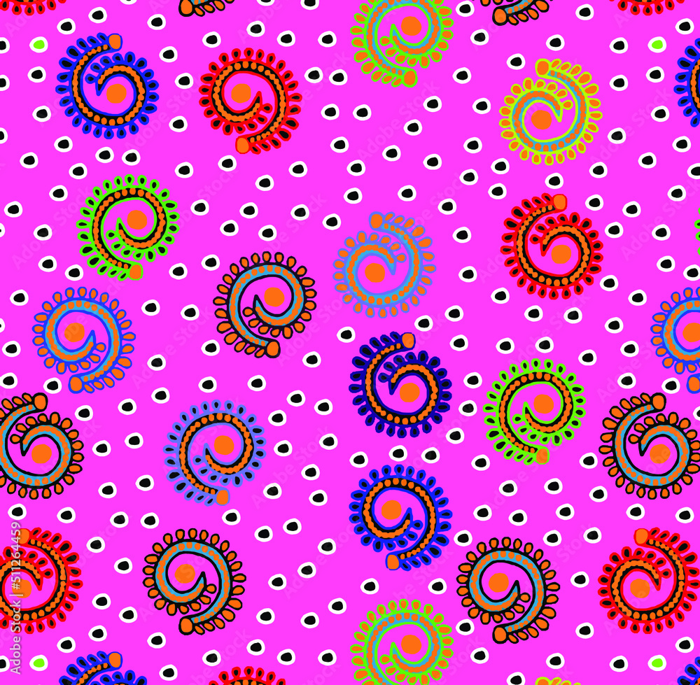 Fototapeta premium a metered pattern suitable for textiles consisting of paisley and flowers