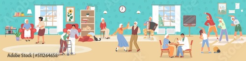 Old people home hobby nursing house pastime vector