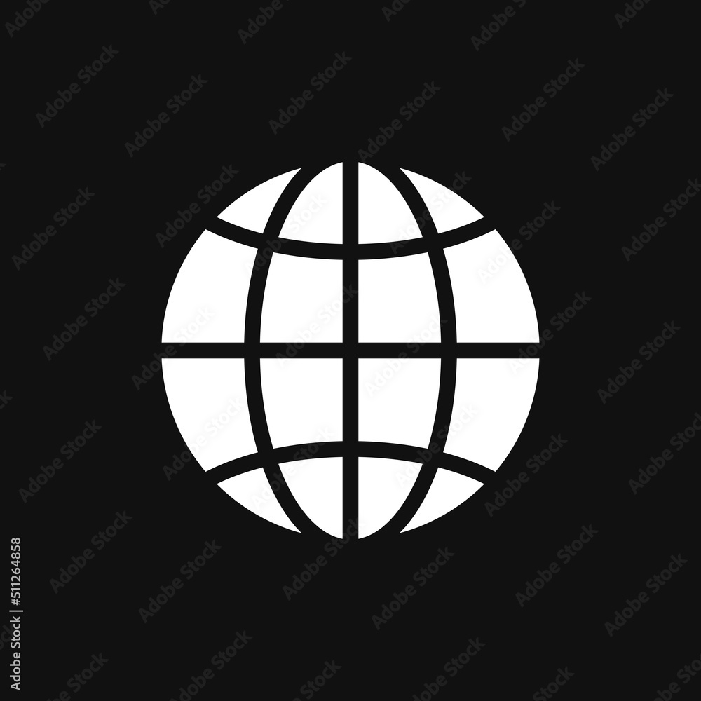 Globe icon on grey background Globe icon on grey background