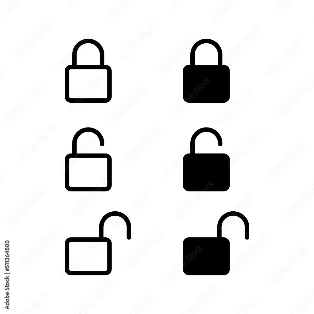 Lock and unlock icon set Lock and unlock icon set