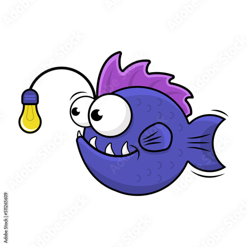 Violet anglerfish on white background