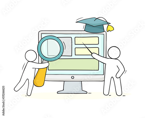 Computer class with studing little people