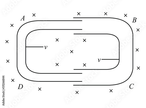 One conducting U tube can slide inside another as shown in Figure 05.9, maintaining electrical contacts between the tubes. The magnetic field B is perpendicular to the plane  of the figure