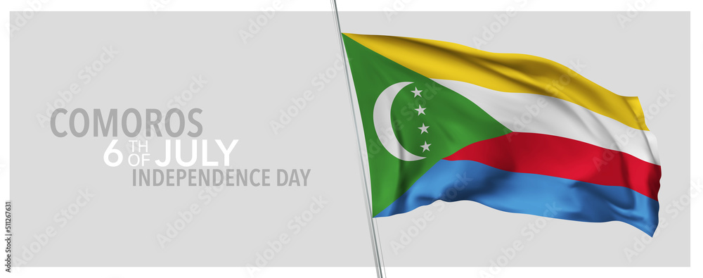 Comoros islands happy independence day greeting card, banner with template text vector illustration Comoros islands happy independence day greeting card, banner with template text vector illustration