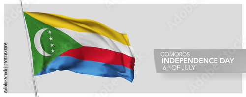 Free Download Comoros islands happy independence day greeting card, banner vector illustration - GFXLoad