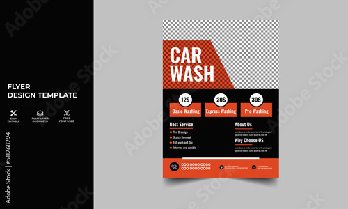 Car washing service flyer design template. car wash cleaning service business flyer 
