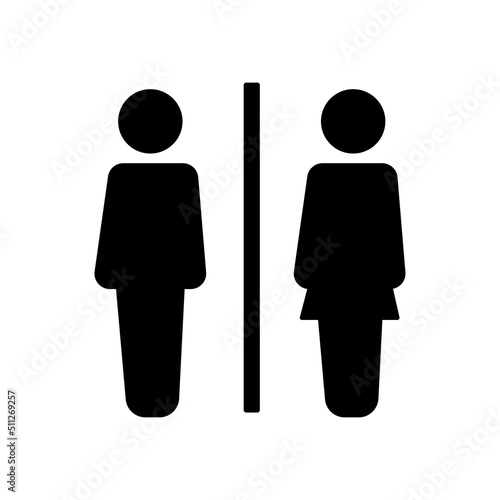 Male and female bathroom sign. Man and woman icon black vector