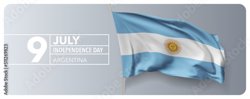 Argentina happy independence day greeting card, banner vector illustration
