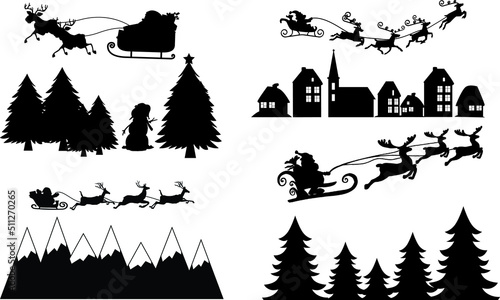 Christmas Night Scenery Wall Sticker Or Decal SVG EPS PNG