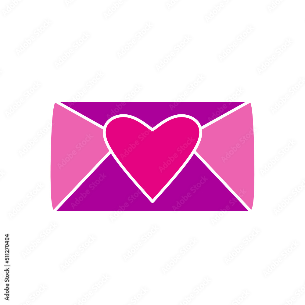 pink envelope icon with heart. love letter illustration pink envelope icon with heart. love letter illustration