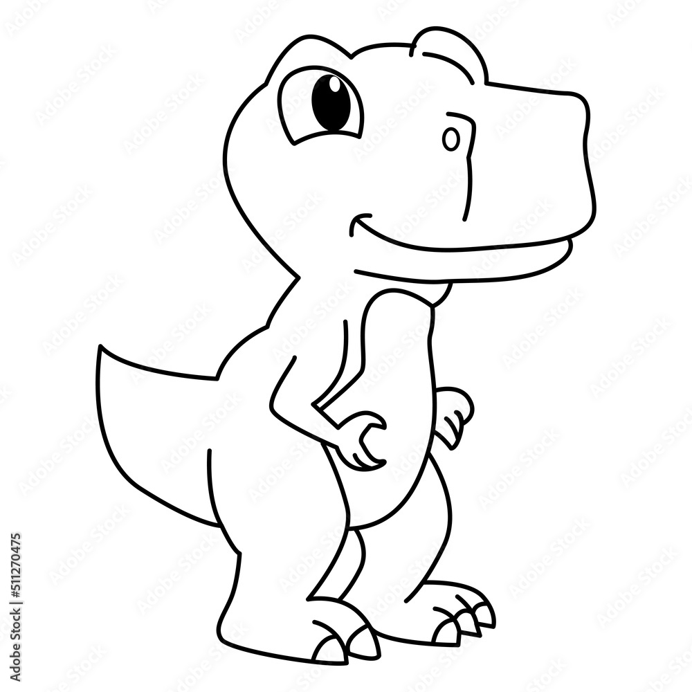 Fototapeta premium Cute tyrannosaurus cartoon coloring page illustration vector. For kids coloring book.