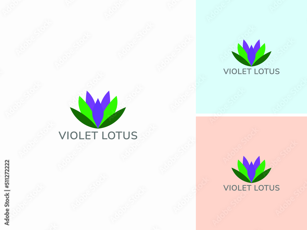 ILLUSTRATION SIMPLE VIOLET LOTUS FLOWER LOGO DESIGN VECTOR