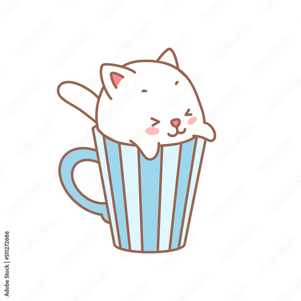 Cute kitten in a cup. Cartoon illustration of a little kitten sitting in the cup isolated on a white background. Vector 10 EPS.
Cute kitten in a cup. Cartoon illustration of a little kitten sitting in the cup isolated on a white background. Vector 10 EPS.