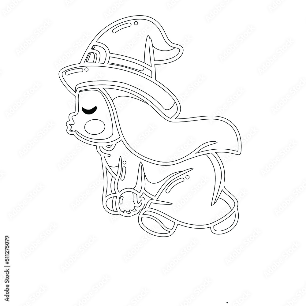 Sweet girl witch Coloring page , Cute chibi kawaii Witch characters ...