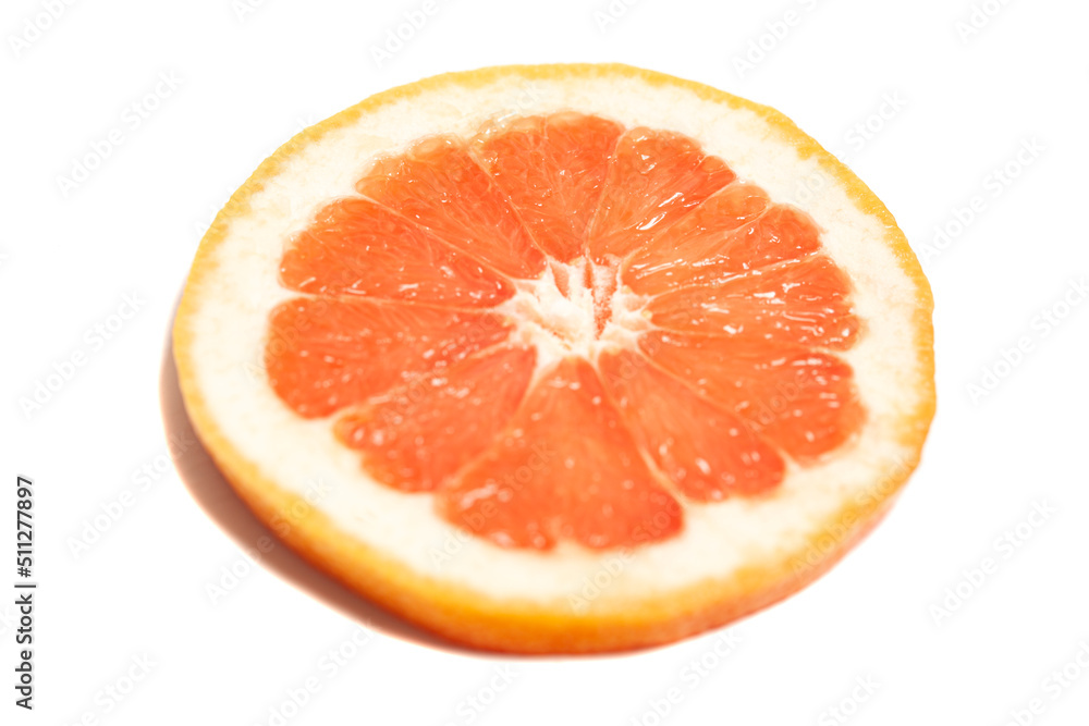 slice of fresh grapefruit isolated on white background slice of fresh grapefruit isolated on white background