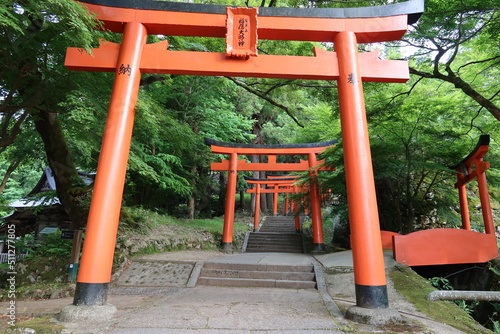 A scene of the access to the precincts of Arikoyama-inari-jinjya Shrine at Izushi-cho Town in Toyooka City in Hyogo Prefecture in Japan                                                                                                 