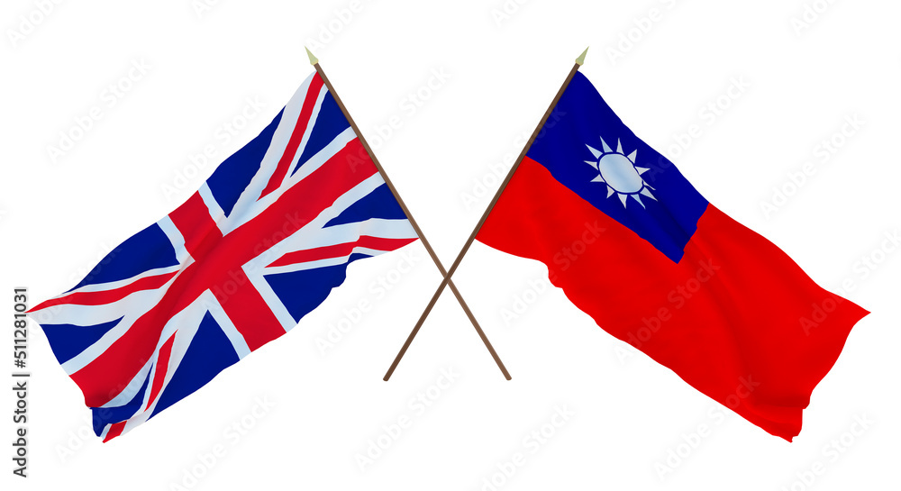 Background for designers, illustrators. National Independence Day. Flags The United Kingdom of Great Britain and Northern Ireland and Taiwan Background for designers, illustrators. National Independence Day. Flags The United Kingdom of Great Britain and Northern Ireland and Taiwan